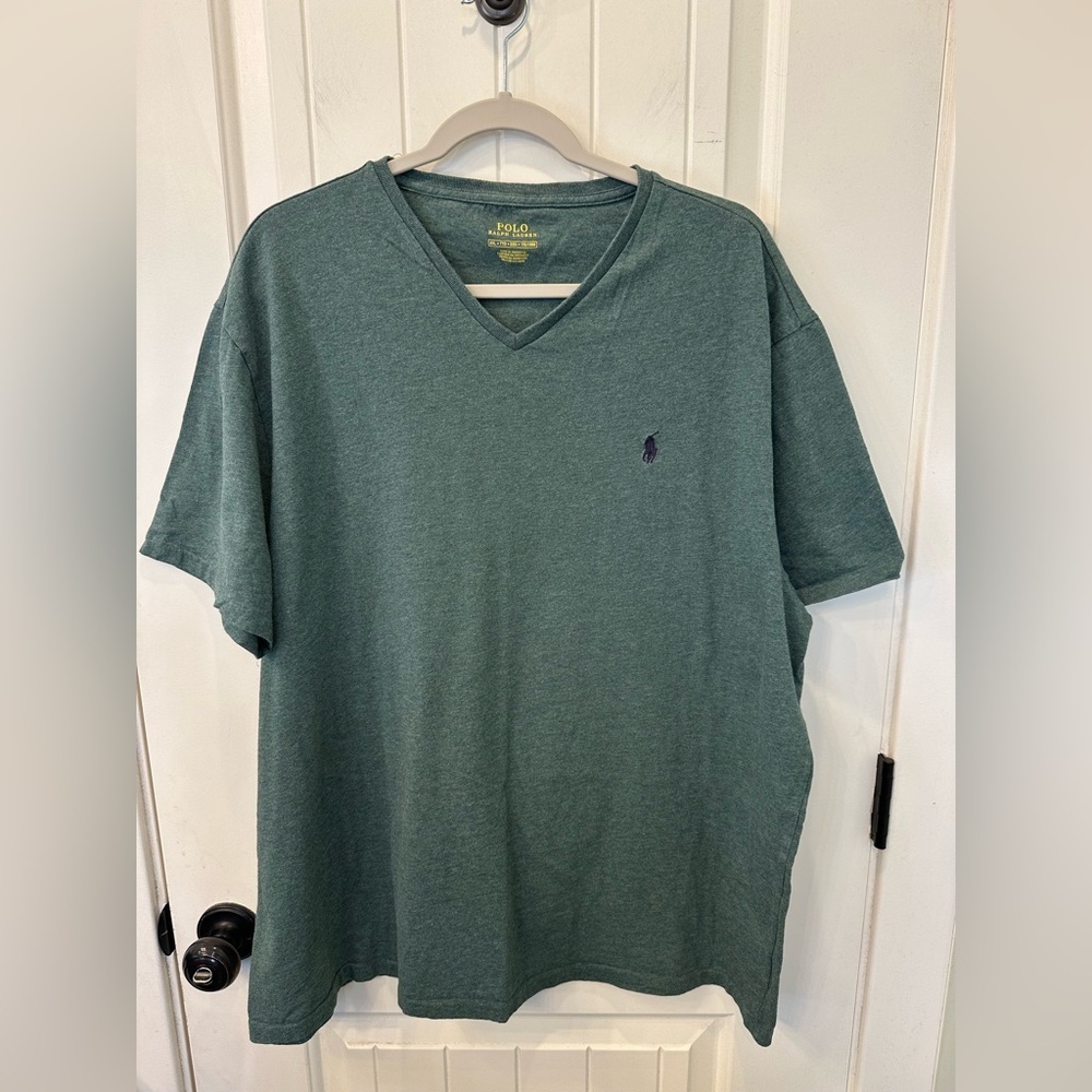 Polo Ralph Lauren Men's XXL V-Neck T-Shirt Heather Green Classic Fit
